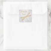 金ゴールドトンボありがとうステッカー スクエアシール (バッグ)