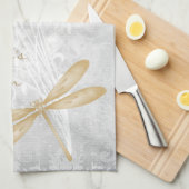 金ゴールドトンボパーソナライズされたイのキッチンタオル キッチンタオル (四つ折り)
