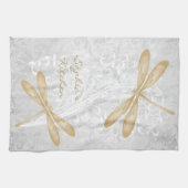 金ゴールドトンボパーソナライズされたイのキッチンタオル キッチンタオル (横)