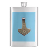 金ゴールドトーハンマーブルーのステンレススチールフラスコ フラスク (正面)