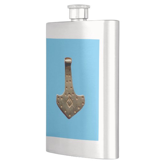 金ゴールドトーハンマーブルーのステンレススチールフラスコ フラスク (左)