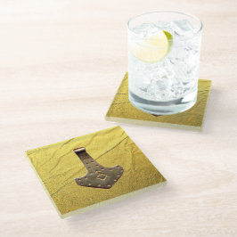 金ゴールドトーハンマー金ゴールド静脈ガラスコースター ガラスコースター