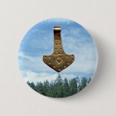 金ゴールドトールのハンマーの木の丸いボタン 缶バッジ (正面)