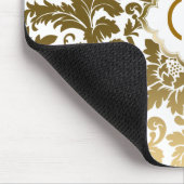 金ゴールドトーンのフローラが白い背景で減衰 マウスパッド (コーナー)