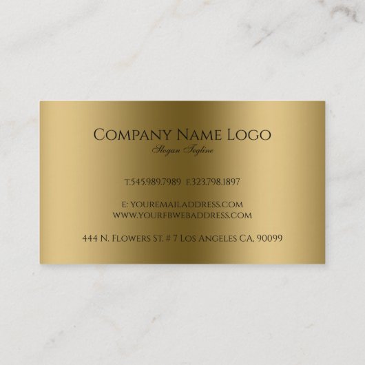 金ゴールドトーンの光沢のあるストライプ外観 名刺 (裏面)