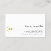 金ゴールドトーンの円と髪のはさみ 名刺 (裏面)