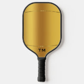 金ゴールドトーンの背景，光沢のある金ゴールド ストライプ ピックルボールラケット (裏面)