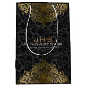 金ゴールドトーンオンブラックヴィンテージオーナメント ミディアムペーパーバッグ (正面)