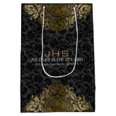 金ゴールドトーンオンブラックヴィンテージオーナメント ミディアムペーパーバッグ (裏面)