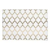 金ゴールドトーンクローバー幾何学的パターン 枕カバー (正面)