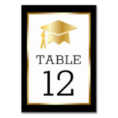 金ゴールドトーングラッドキャップで黒のクラシーな卒業 テーブルナンバー (裏面)