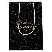 金ゴールドトーングリッターと黒のキラキラ ミディアムペーパーバッグ (裏面)