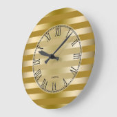 金ゴールドトーンストライプパターン ラージ壁時計 (傾斜)