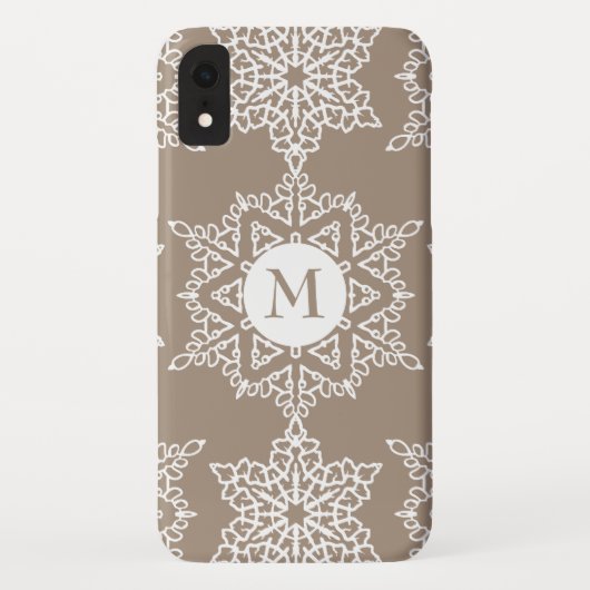 金ゴールドトーンスノーフレークスクリスマスモノグラム Case-Mate iPhoneケース (裏面)