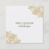 金ゴールドトーントライバルペイズリーマンダラ スクエア名刺 (正面)