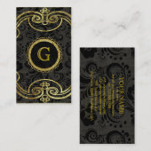 金ゴールドトーンバロック渦巻きパターン2 名刺 (正面/裏面)