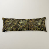 金ゴールドトーンフローラペイズリーレースブラック背景 ボディピロー (裏面)