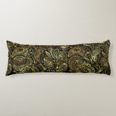 金ゴールドトーンフローラペイズリーレースブラック背景 ボディピロー (正面)