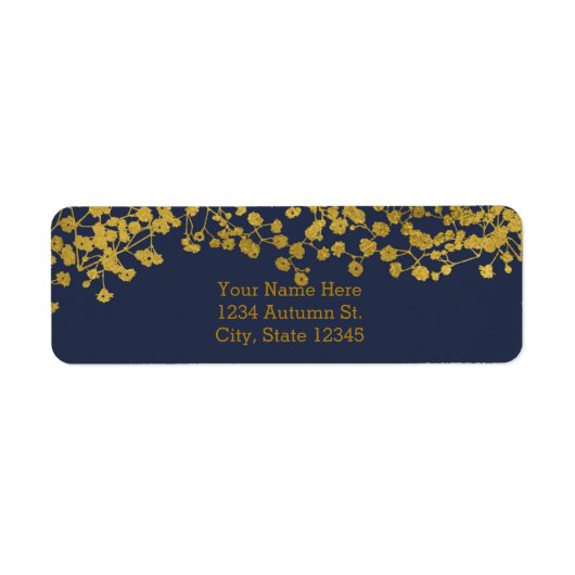 金ゴールドトーンベビーズブレスブルーエレガント招待状 ラベル (正面)