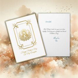 金ゴールドトーンヴァージンメアリーと子どもの母の日 カード