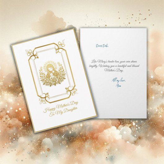 金ゴールドトーンヴァージンメアリーと子どもの母の日 カード