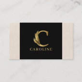 金ゴールドトーン文字Cフローラ装飾 名刺 (正面)