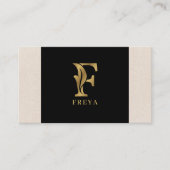 金ゴールドトーン文字Fフローラ装飾 名刺 (正面)