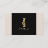 金ゴールドトーン文字Iフローラ装飾 名刺 (正面)