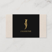 金ゴールドトーン文字Jフローラ装飾 名刺 (正面)