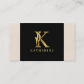 金ゴールドトーン文字Kフローラ装飾 名刺 (正面)