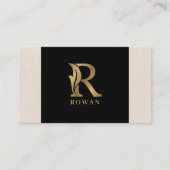 金ゴールドトーン文字Rフローラ装飾 名刺 (正面)