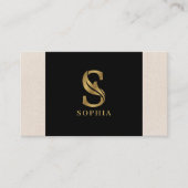 金ゴールドトーン文字Sフローラ装飾 名刺 (正面)