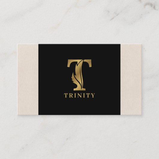 金ゴールドトーン文字Tフローラ装飾 名刺 (正面)