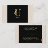 金ゴールドトーン文字Uフローラ装飾 名刺 (正面/裏面)