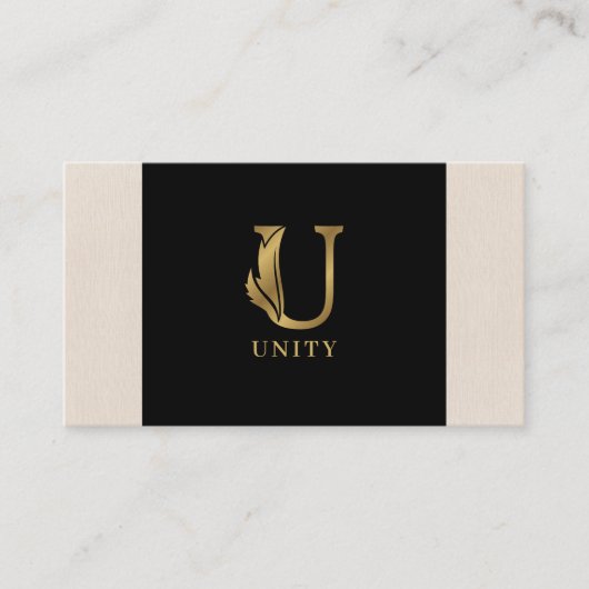 金ゴールドトーン文字Uフローラ装飾 名刺 (正面)