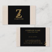 金ゴールドトーン文字Zフローラ装飾 名刺 (正面/裏面)