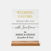 金ゴールドトーン結婚式の引き出物タイポグラフィ名澄ん アクリルサイン (正面)