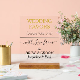 金ゴールドトーン結婚式の引き出物タイポグラフィ名澄ん アクリルサイン