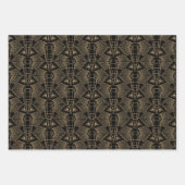 金ゴールドトーン象頭アールデコパターン ラッピングペーパーシート (正面2)