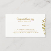 金ゴールドトーン飛んでいるバード感動的デザイン 名刺 (裏面)