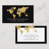 金ゴールドト国際的ラベルワールドマップ 名刺 (正面/裏面)