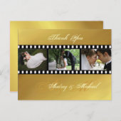 金ゴールドト結婚ーンのサンキューポストカード ポストカード (正面/裏面)