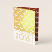 金ゴールドドッグイヤー2018ドッグパターンクラフトフォイルカード5x7 箔カード (正面)