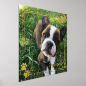 金ゴールドドッグポープリントフレームドッグフォト&名前 箔ポスター (レイダウン)