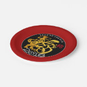 金ゴールドドッグ中国のペーパーカット新年2018 Pプレート ペーパープレート (アングル)