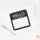 金ゴールドドットこんにちは私の名前はステッカー スクエアシール (封筒)