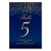 金ゴールドドットとネイビーブルーサテン – テーブル番号 (裏面)
