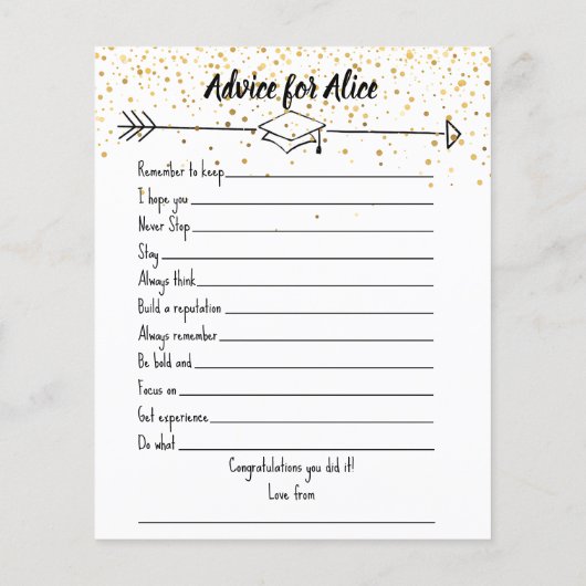 金ゴールドドットエレガント卒業アドバイスの知恵のノート チラシ (裏面)