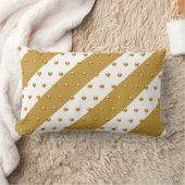 金ゴールドドットオンゴールデン&ホワイトストライプの ランバークッション (ブランケット)