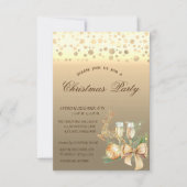 金ゴールドドットクリスマスボール、トナカイのクリスマスパーティー 招待状 (正面)